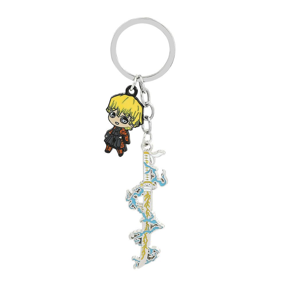 Anime Demon Slayer Keychain Kimetsu No Yaiba Figure Kamado Tanjirou Weapon Pendant Keyring Car Key Holder Fans Gifts