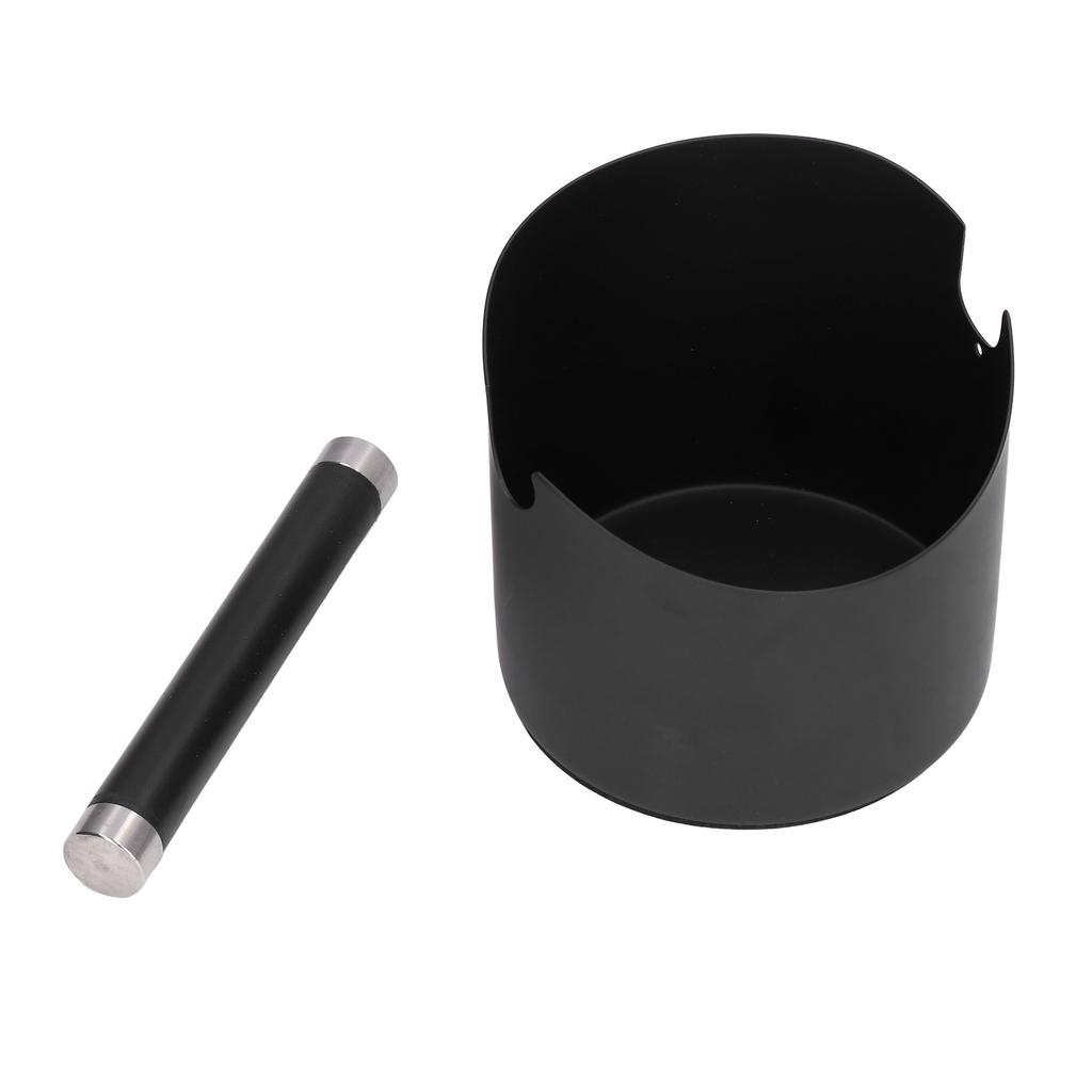 Coffee Grounds Bucket Stainless Steel Rubber Coffee Dump Bin for Home Restaurants BarsBlack Large (FC‑05‑2)