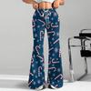 Women's Fashion Loose Drawstring Waist Christmas Printed Casual Sports Pants Casual Flared Pants