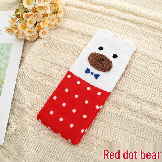 Girls' Cute Cartoon Cotton Knee-High Socks - Japanese Style for Spring & Autumn