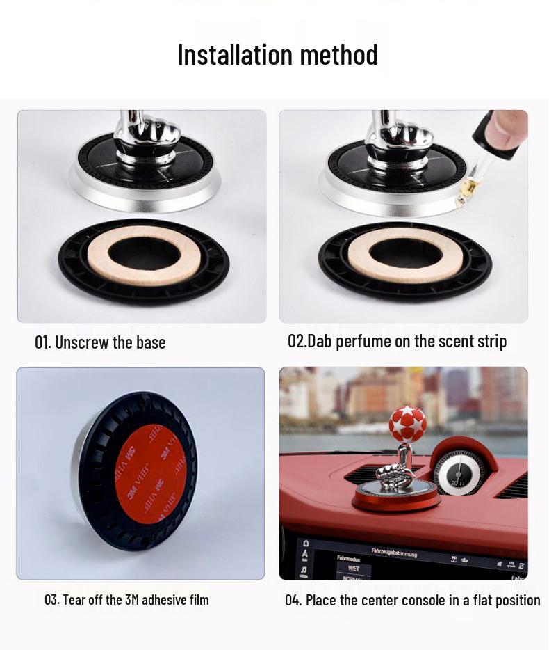 Solar Rotating Football Aromatherapy Ornament for Car Interior - Summer Fragrance Collection