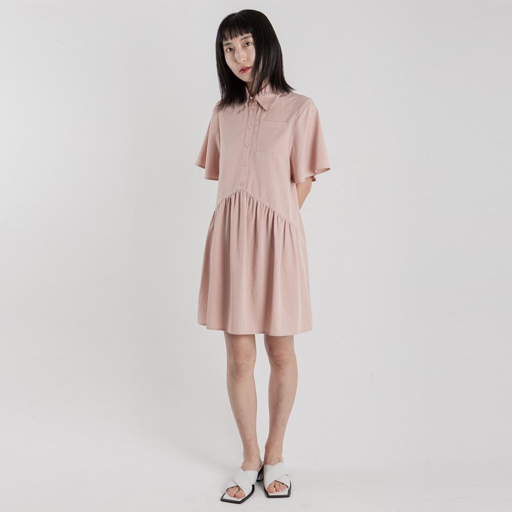 Wimzi Mind Blossom Short-Sleeve Shirt Dress Pink
