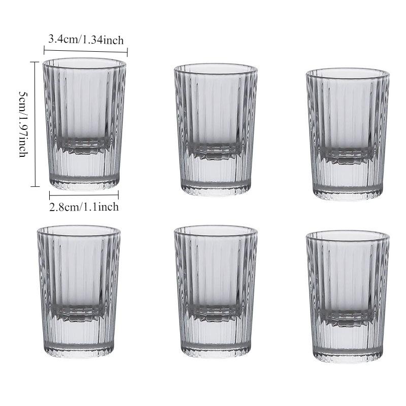 6 Piece Set of Ins Vertical Pattern Glass White Spirit Glasses Simple Spirits Glasses One-sipped Glasses Small Glass Cups Gifts