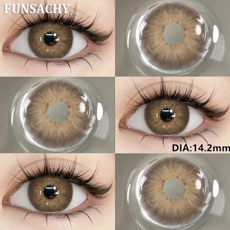 FUNSACHY 2 st Naturliga Kontaktlinser för Ögon Färgade Blå Kontaktlinser Grå Vacker Pupill Grön Lins Ögonmakeup Koreanska Linser