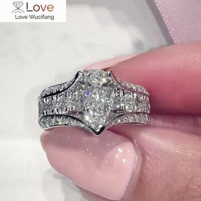 Trendy Luxury Women's Wedding Bands Gorgeous Modern Sstyle Proposal Rings Shinning Crystal CZ Engagement Accessories Gift
