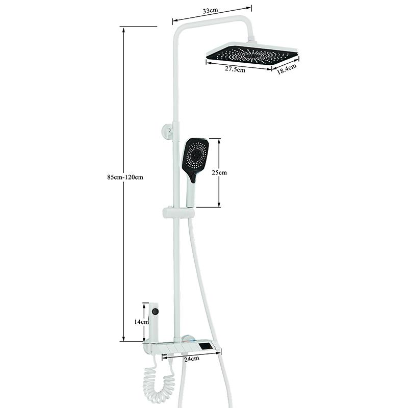 Grey Piano Digital Shower Set Intelligent Brass Bathroom Faucets Hot Cold Waterfall Tap Rainfall Gray Shower System Chuveiro