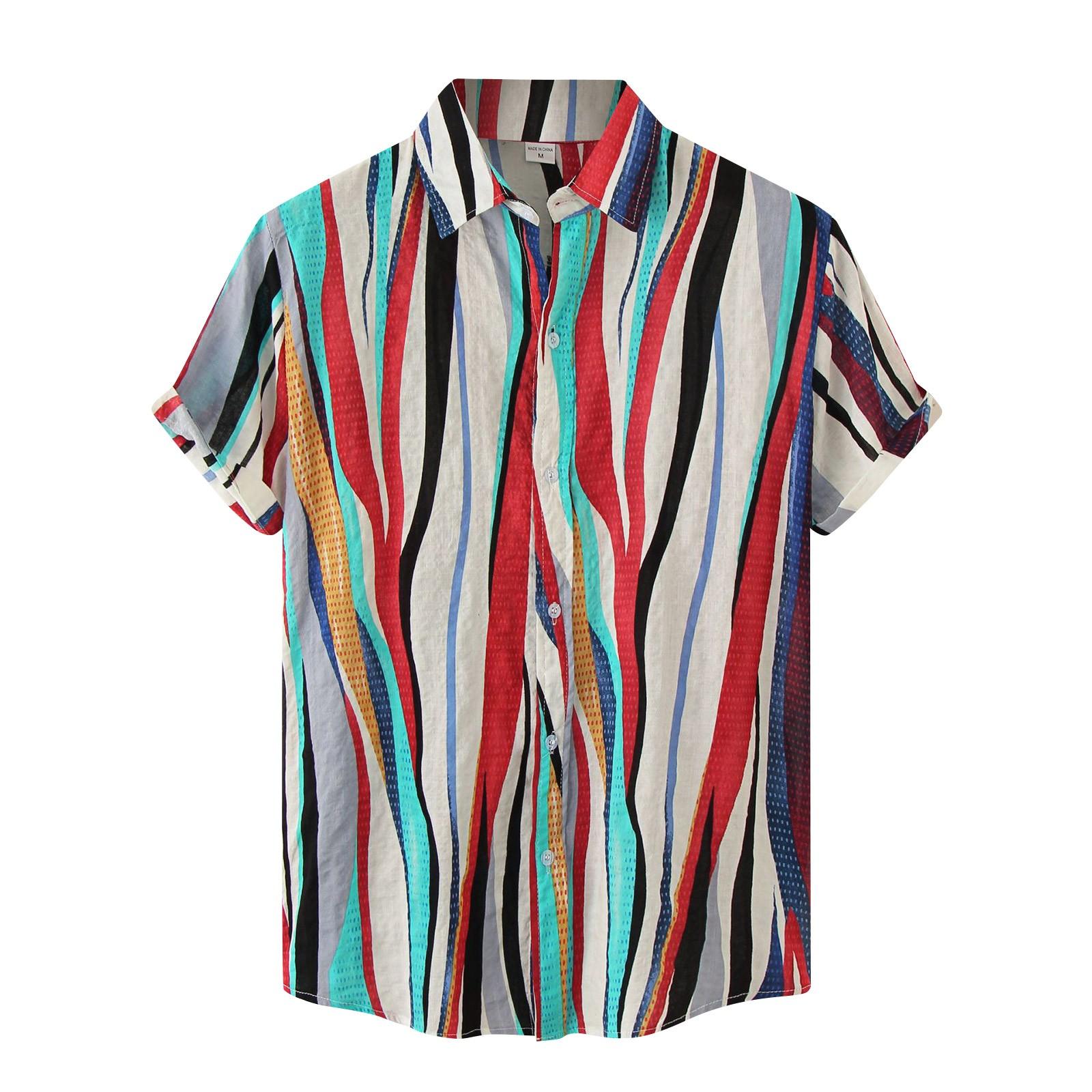 Men s Summer Casual Floral Print Design Hawaiian Short Sleeve Beach Vacation Shirt XXXL циан