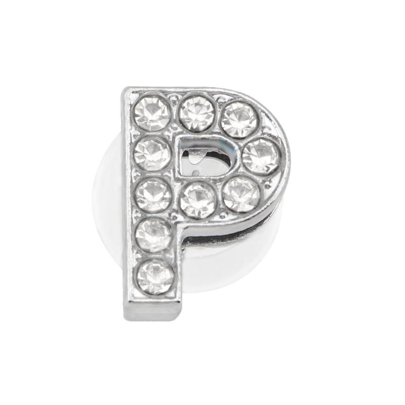 1PC Shoe Charms Glitter Rhinestone Letter Crystal Alphabet Shoes Charm Decorations Jewelry Slider Bracelet Wristbands Accessorie