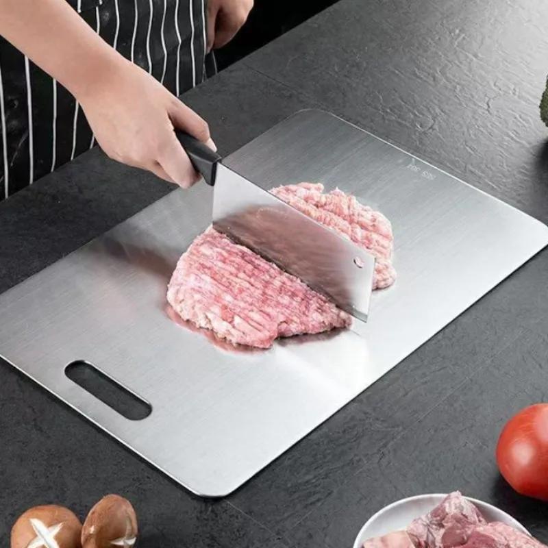 1/3 Stück Professionelles Doppelseitiges Edelstahl-Schneidebrett - Gewerbequalität für Küchen- und Restaurantgebrauch