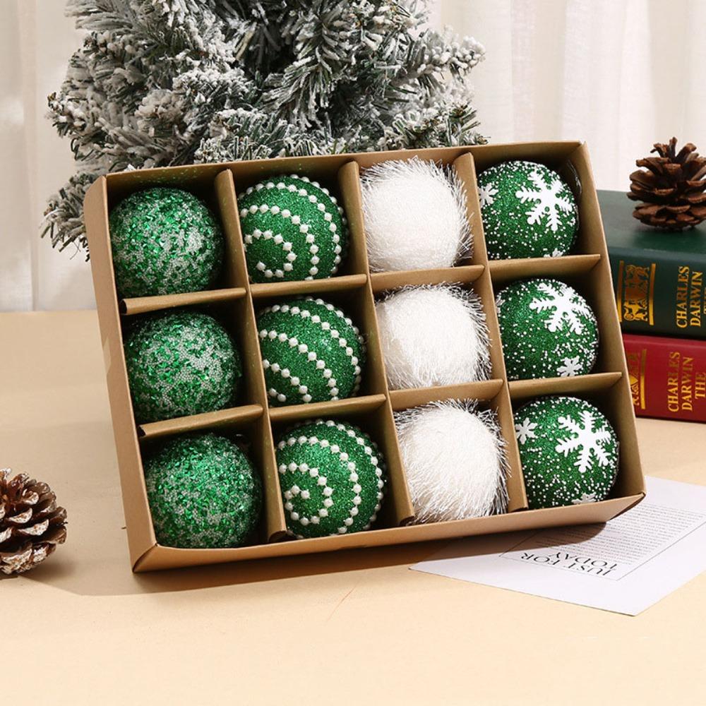 12pcs/box 7CM Christmas Tree Ball Snowflake Foam Ball Crafts New Christmas Ball Home Party