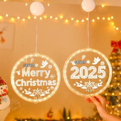 Glowing Merry Christmas LED Suction Cup String Lights for 2025 Holiday Window Display