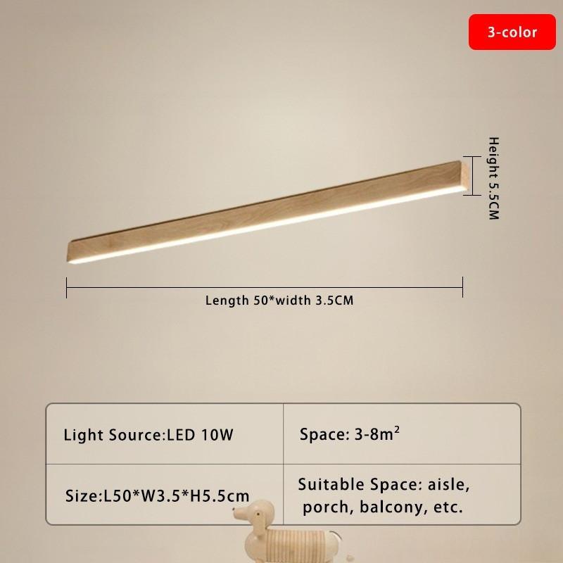 Nordic Style Living Room LED Linear Ceiling Light Hallway Long Ceiling Lamp Liner Lamp Natural Wood Finish Balcony Light