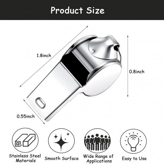 100 Pcs Stainless Steel Whistle with Lanyard, Sports Whistles for Adults, Loud Metal Whistle Bulk for Teachers, Coaches, Police, Referees