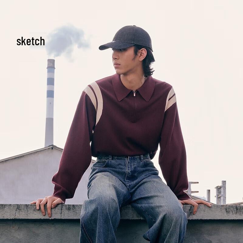 

Speed Sketch Men s Ribbed Collar Knit Pullover Sweater M