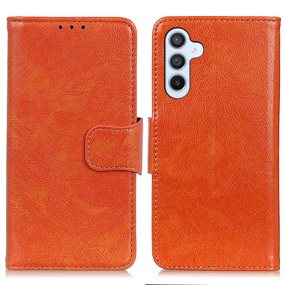 

For Samsung Galaxy A16 5G/A16 4G Case Nappa Texture Split Leather Wallet Phone Cover Orange