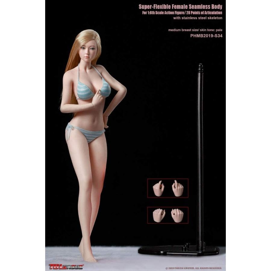 TBLeague 1/6 Scale Super Flexible Seamless Female Body with Head, Bikini, and Replacement Parts (S34)