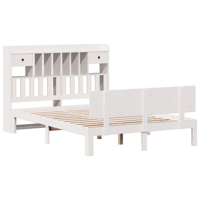 VidaXL Lit bibliothèque sans matelas blanc 160x200 cm bois pin massif 3322697