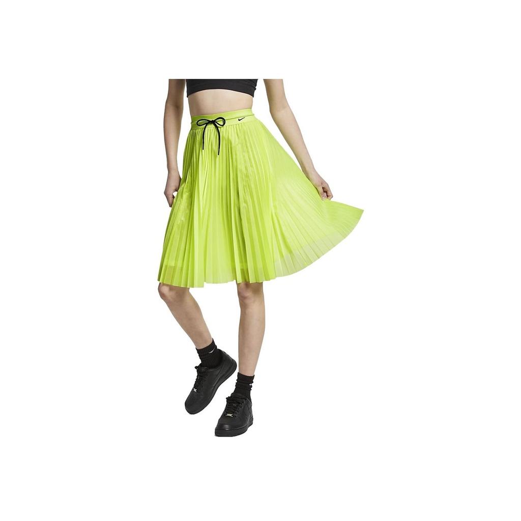 Nike Lab Collection Solid Color Pleated Sports Casual Skirt Women skirts Fluorescent-Yellow AV8286-716