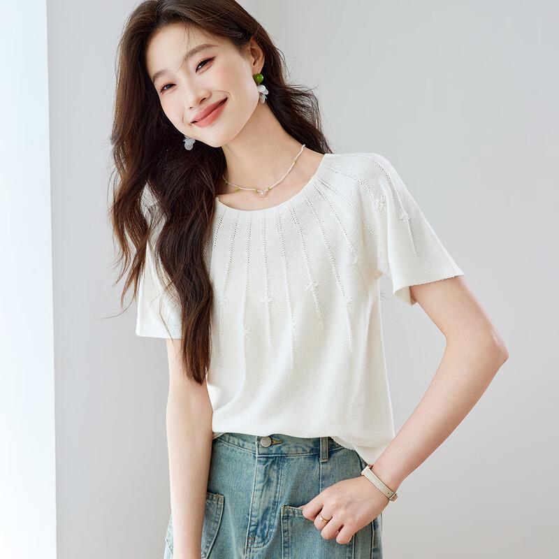 Srcr Women s Mulberry Silk Blend Knit T-Shirt L