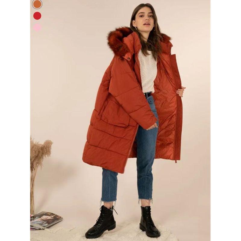 

Модный европейский и американский стиль однотонная верхняя одежда средней длины повседневная хлопковая Dark orange red S