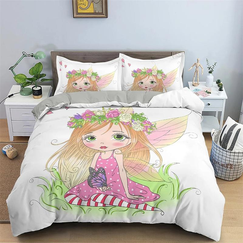 Cartoon Girls Duvet Cover Cute Lipstick Fashion Theme for Women Gifts for Bedroom Decorations with Pillowcase Queen King Size