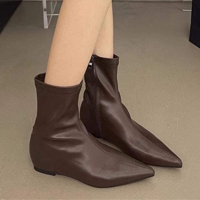 Fashion Pointed Toe Women's Ankle Boots Flats Designer New Dress Shoes Fashion Autumn Woman Botas 2025 Casaul Goth Chelsea Boots Mujer