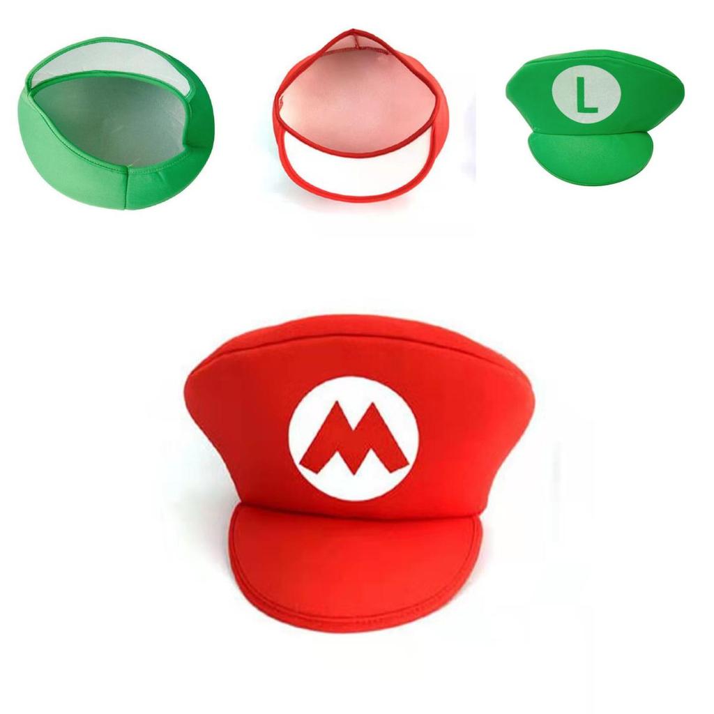 Unisex Super Mario Luigi Bros Cosplay Hat For Adults And Kids Halloween Costume Props
