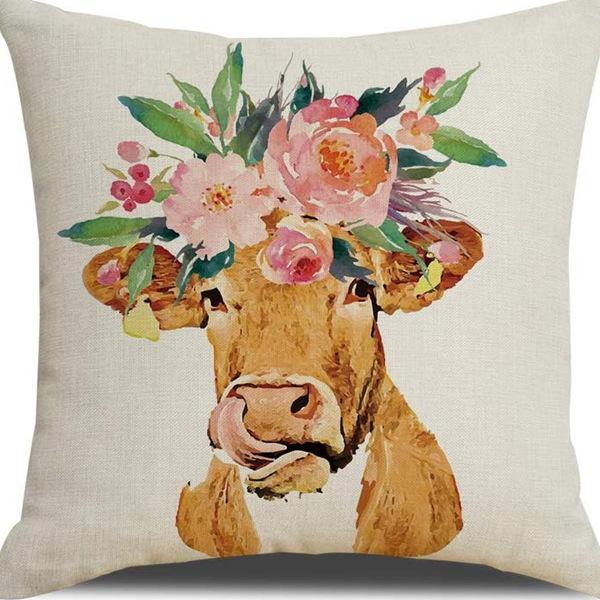 New Creative Cartoon Farmhouse Cow Animal Pillow Case Home Decoration Living Room Car Cushion