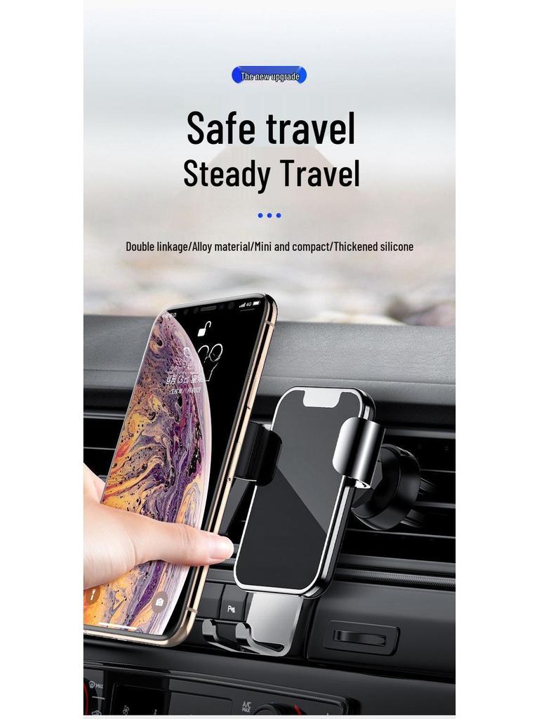 Gravity Car Phone Holder with Metal Spiral Hook - Anti-Shake Air Vent Mount for Navigation