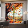 2pcs Autumn Pumpkin & Maple Leaf Curtains - Fall Thanksgiving Decorative Window Drapes with Vibrant Foliage Design, Rod Pocket
