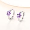 Purple Flower Geometric Women's Earrings with Elegant Temperament Suitable for Girls' Daily Wear Birthday Party Zircon Gifts