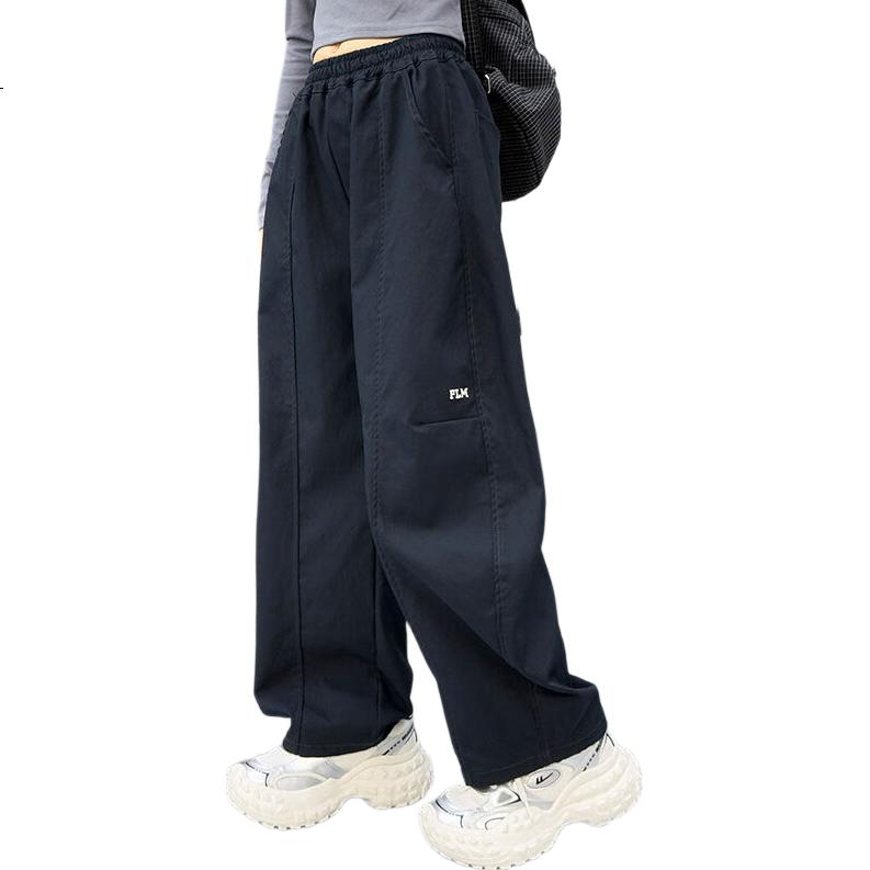 Follow Me Girls' Pants Spring Autumn New Trendy Casual Cargo Pants Loose Fit School Curved Pocket Pants Black 120