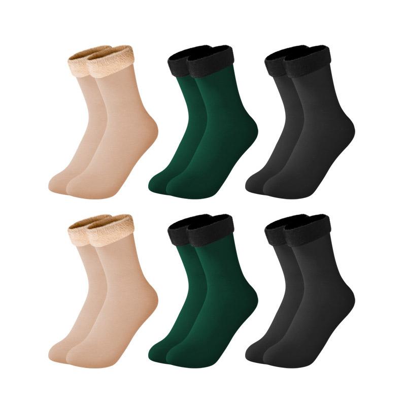 6/8/10Pairs/Lot Solid Color Winter Warm Men Women Socks Thicken Thermal Socks Soft Plus Velvet Socks Casual Home Floor Snow Sock