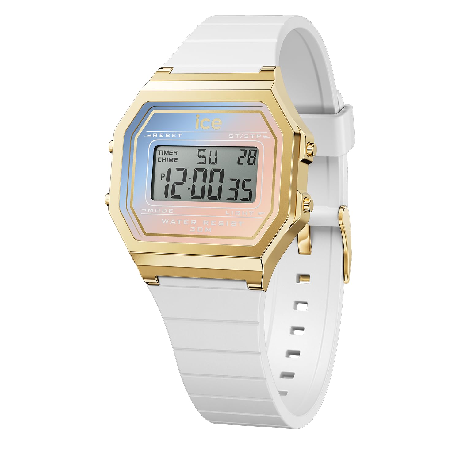 

ICE WATCH ICE Digit Sunset Retro Sunset 32 мм Женские часы с ремешком из силиконовой резины, Белые, Величественные, 022718, Официально импортированные