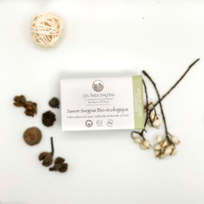 Organic Superfatted Soap - LES ANES D'AUTAN - Rosemary and Poppy Seeds - 100 G - Unisex