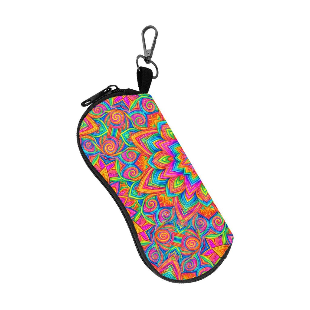 Celestial Galaxy Sunglasses Case, Soft Neoprene Glasses Bag With Carabiner, Portable Protective Eyeglass Pouch For Women Men