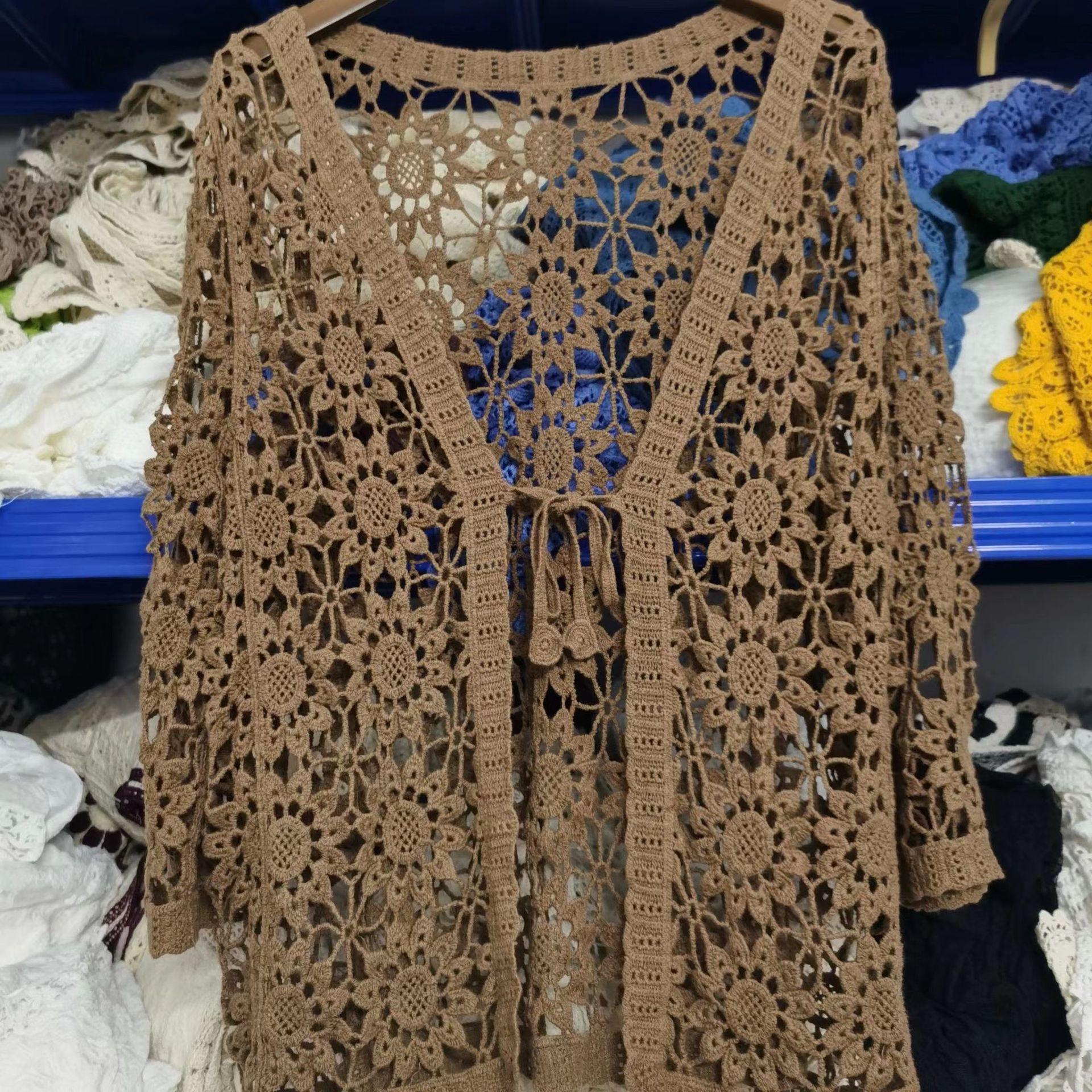 Jully Sexy Holle Kant Zonnebrandcr&egrave;me Vest Trui Vrouwen Brede Losse Airconditioning Gebreide Trui Dunne Gedeelte Vrouwelijke Lente Herfst One size