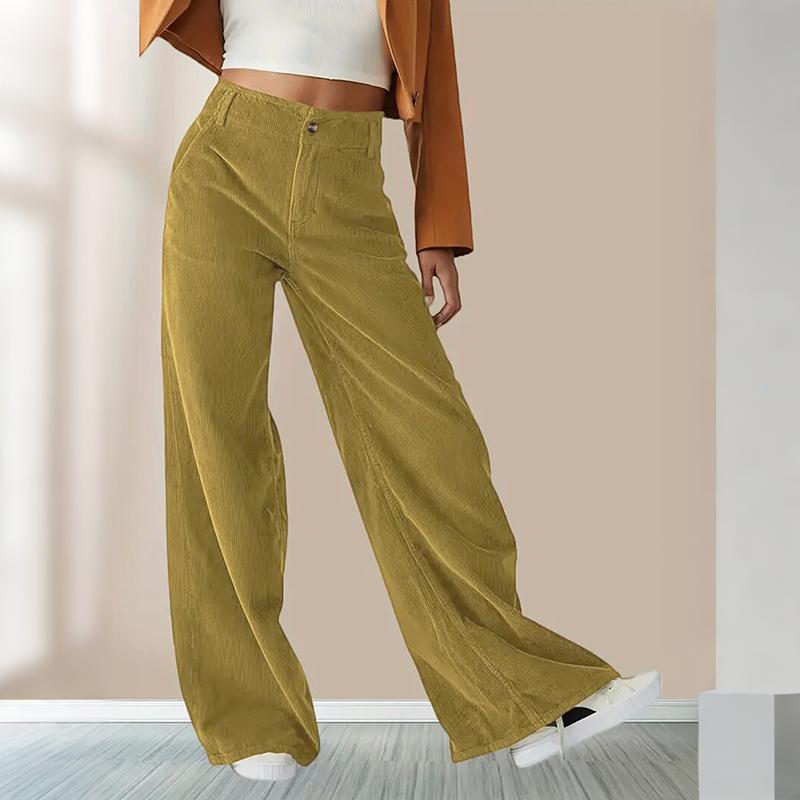 Women Autumn Winter Wardrobe Staple Versatile Draped Cotton High-Waisted Straight-leg Pants