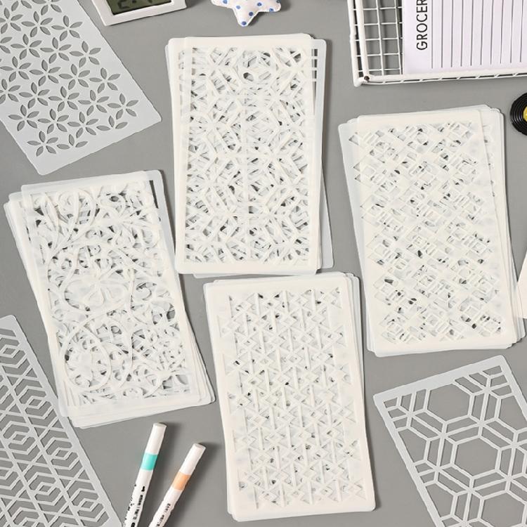 6 Pezzi Template Dettagliati Svuotati Riutilizzabili per Principianti e Professionisti in Journaling o Corsi d'Arte