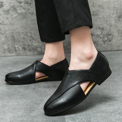 Sommer Neue Herren Schwarz Braun Gladiatoren Ausgeschnitten Lackleder Freizeitschuhe Atmungsaktive Strandsandalen Outdoor Hausschuhe