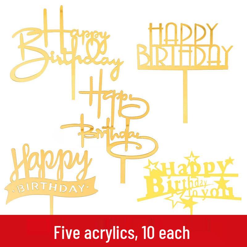 50-Pack Acrylic 'Happy Birthday' Cake Toppers - Popular Party Decorations with Free Shipping