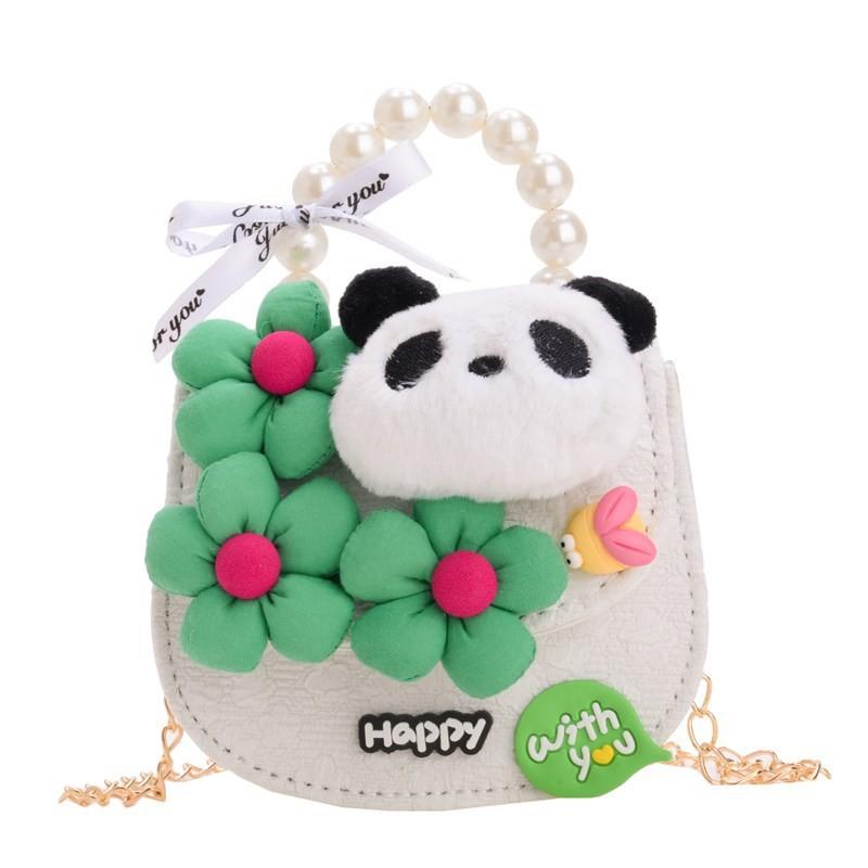 Charming Kids Crossbody Bag Featuring Cartoon Panda And Trendy Chain Design For Daily Use