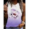 Summer Women's Large Size 3D Printing Flower Vest Loose Fashionable Comfortable Soft Breathable O Neck Sleeveless Vest