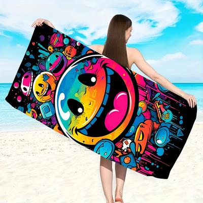 Trendiges Graffiti Fun Strandtuch, Urbane Street Art Schnelltrocknende Sandfreie Mikrofaser Badetücher für Yoga, Schwimmen und Fitness