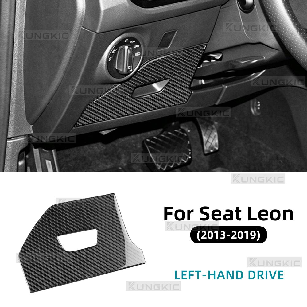 Real Soft Carbon Fiber Fuse Box Trim Sticker For SEAT Leon MK3 2013- LHD Car Interior Decor Accessories