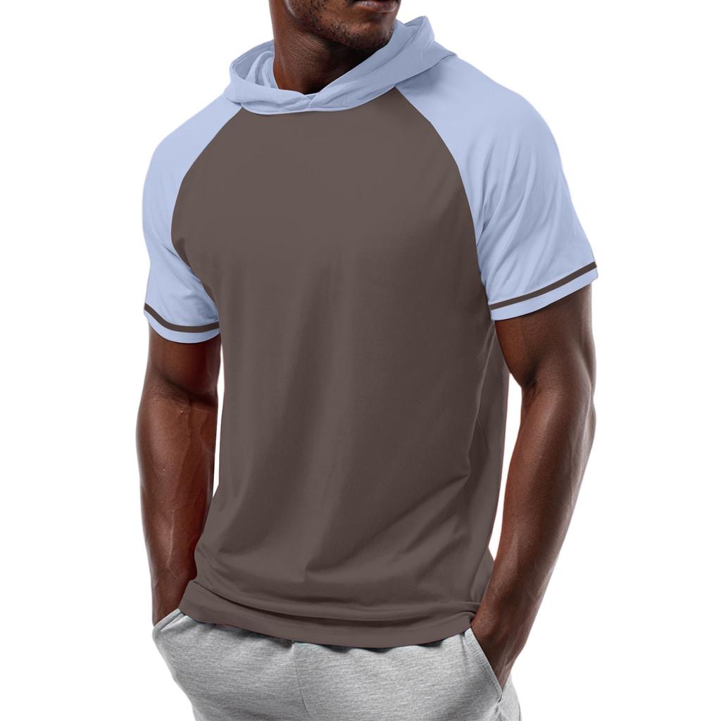 Men's Straight Shoulder Short-sleeved Hoodie T-shirt Sweatshirt