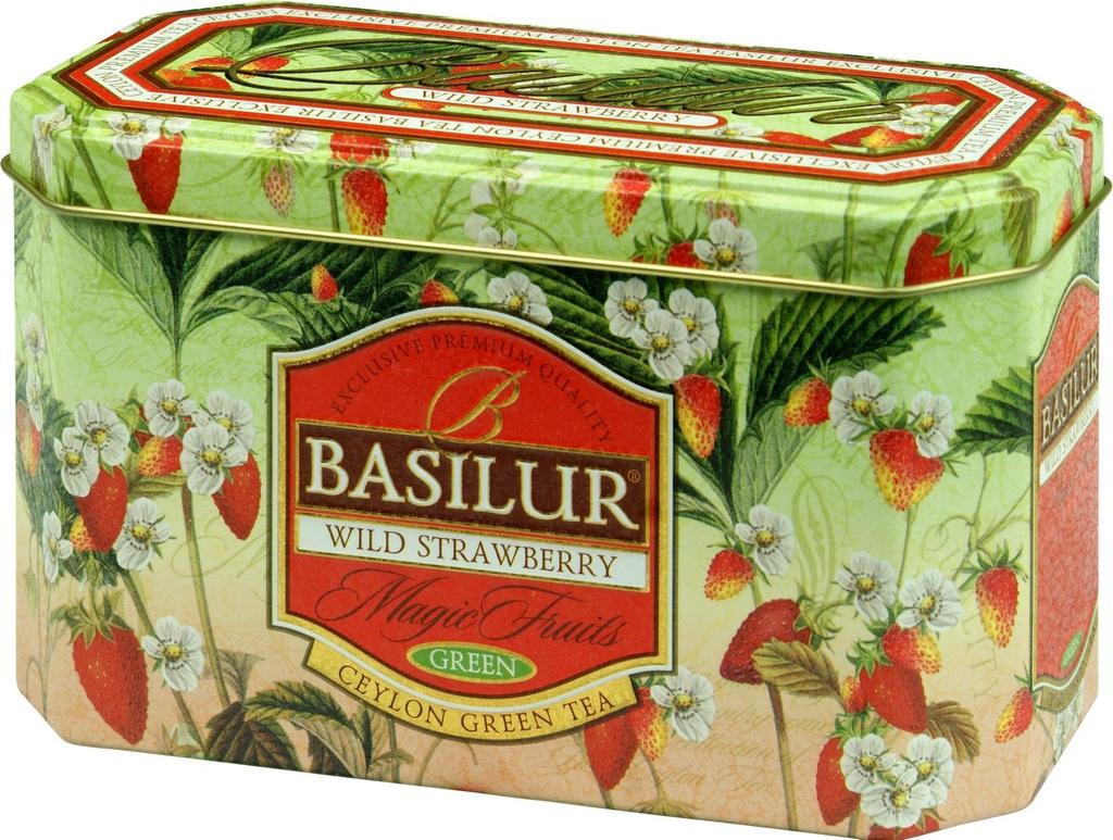 Basil Tea [Black Tea Gift] Wild Strawberry (20 Tea Bags) Individually Wrapped, Stylish Iced Tea, Canned, Ceylon Tea, Green Tea [70943]