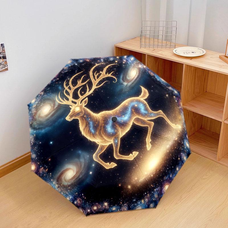 Interstellar Animals Pattern Pattern New Style Umbrella, 1 Piece Automatic Folding Umbrella, Portable Travel Umbrella, Outdoor Umbrella, Birthday Gift