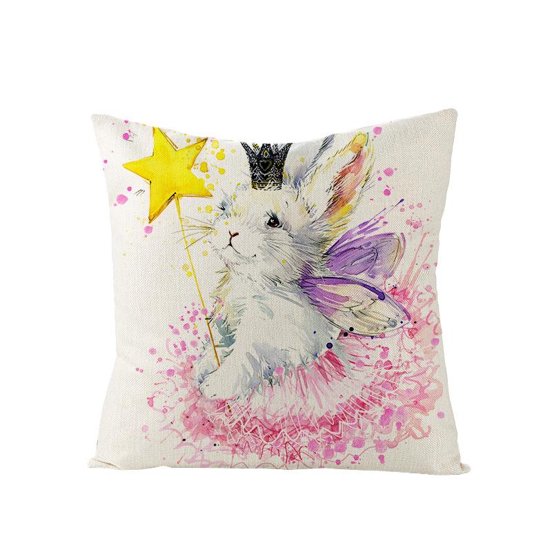 Watercolor Bunny Egg Easter Pillow Cover Nordic Office Sofa Polyester Cushion Cover Home Furnishings