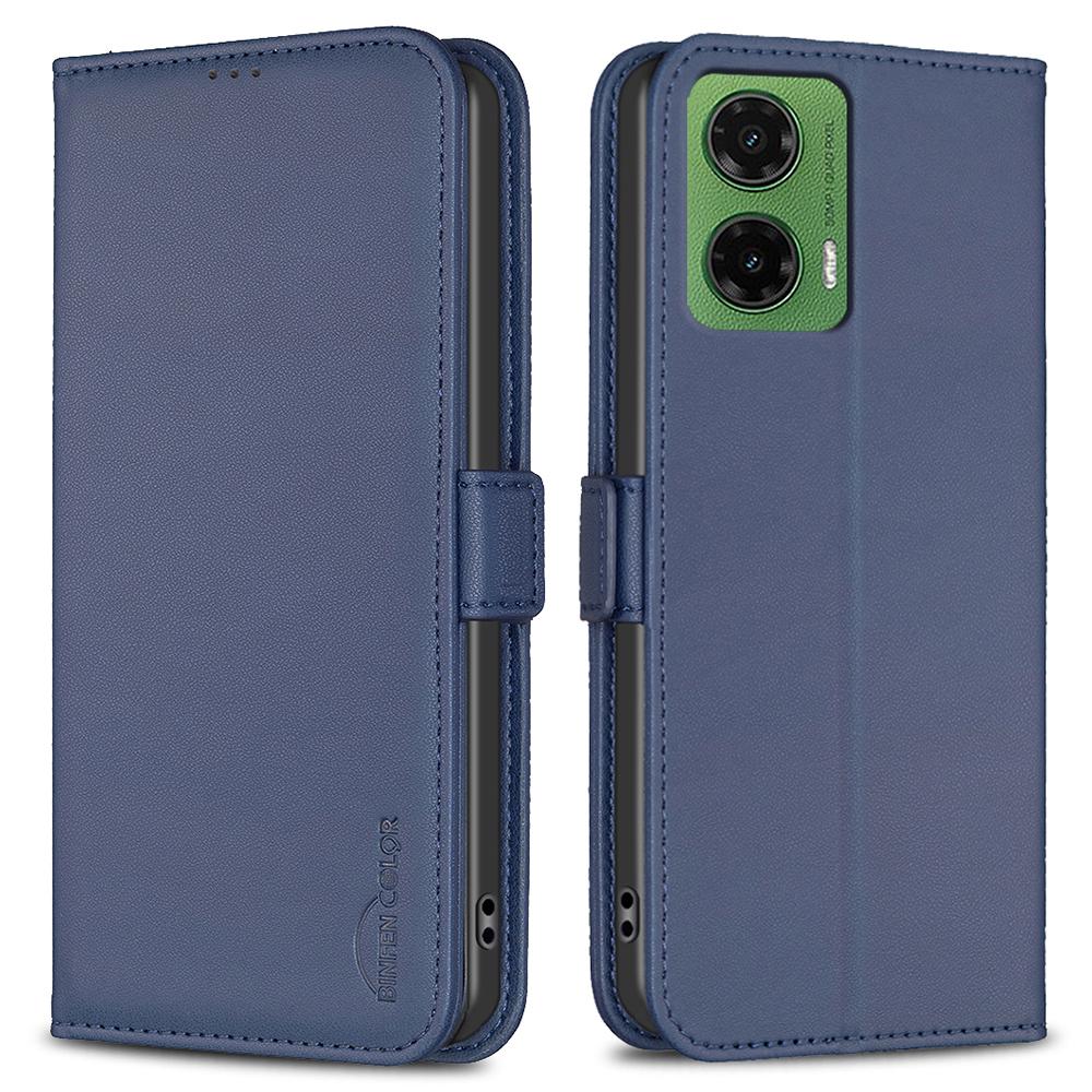 

BINFEN COLOR BF31 For Motorola Moto G35 5G Case PU Leather Flip Folio Phone Wallet Cover Blue